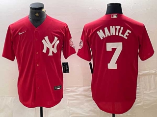 Men's MLB New York Yankees #7 Mickey Mantle Red Fashion Cool Base Stitched Nike Baseball Jersey