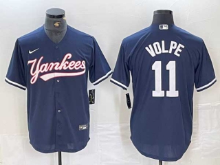 Men's MLB New York Yankees #11 Anthony Volpe Navy Cool Base Stitched Nike Baseball Jersey