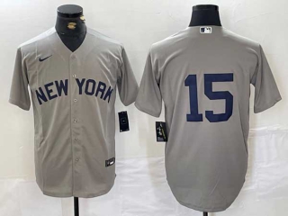 Men's MLB New York Yankees #15 Thurman Munson Grey Field of Dreams Cool Base Stitched Baseball Jersey