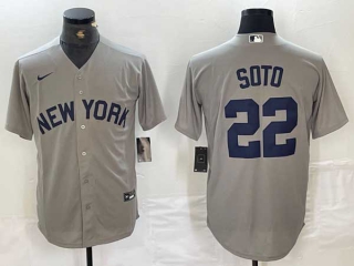 Men's MLB New York Yankees #22 Juan Soto Grey Field of Dreams Cool Base Stitched Baseball Jerseys