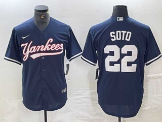 Men's MLB New York Yankees #22 Juan Soto Navy Cool Base Stitched Nike Baseball Jersey