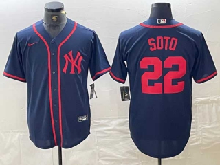 Men's MLB New York Yankees #22 Juan Soto Navy Red Fashion Cool Base Limited Nike Stitched Jersey