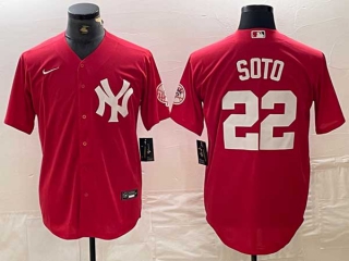 Men's MLB New York Yankees #22 Juan Soto Red Fashion Cool Base Stitched Nike Baseball Jersey