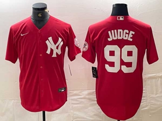 Men's MLB New York Yankees #99 Aaron Judge Red Fashion Cool Base Stitched Nike Baseball Jersey