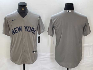 Men's MLB New York Yankees Blank Grey Field of Dreams Cool Base Stitched Baseball Jersey