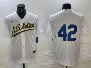 Men's MLB Oakland Athletics #42 Jackie Robinson White Cool Base Stitched Nike Baseball Jersey