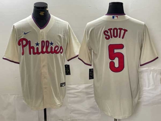 Men's MLB Philadelphia Phillies #5 Bryson Stott Cream Cool Base Stitched Nike Baseball Jersey