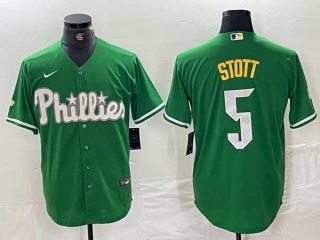 Men's MLB Philadelphia Phillies #5 Bryson Stott Green 2024 City Connect Limited Stitched Jersey