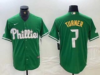 Men's MLB Philadelphia Phillies #7 Trea Turner Green 2024 City Connect Limited Stitched Jersey