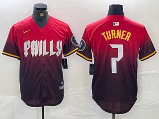 Men's MLB Philadelphia Phillies #7 Trea Turner Red 2024 City Connect Limited Stitched Jersey