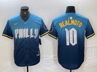 Men's MLB Philadelphia Phillies #10 JT Realmuto Blue 2024 City Connect Limited Stitched Jersey