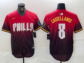 Men's MLB Philadelphia Phillies #8 Nick Castellanos Red 2024 City Connect Limited Stitched Jersey