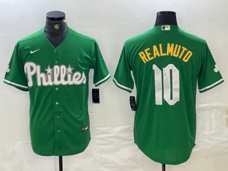 Men's MLB Philadelphia Phillies #10 JT Realmuto Green 2024 City Connect Limited Stitched Jersey