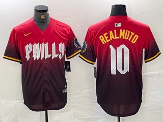 Men's MLB Philadelphia Phillies #10 JT Realmuto Red 2024 City Connect Limited Stitched Jersey