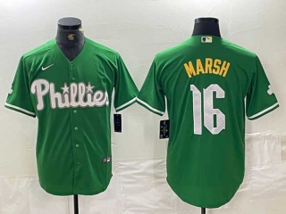 Men's MLB Philadelphia Phillies #16 Brandon Marsh Green 2024 City Connect Limited Stitched Jersey