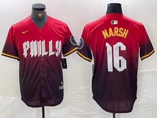 Men's MLB Philadelphia Phillies #16 Brandon Marsh Red 2024 City Connect Limited Stitched Jersey