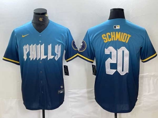 Men's MLB Philadelphia Phillies #20 Mike Schmidt Blue 2024 City Connect Limited Stitched Jersey