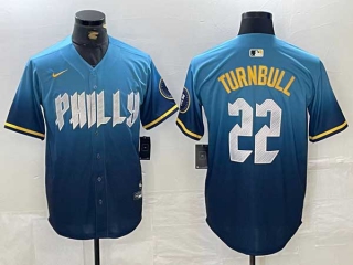 Men's MLB Philadelphia Phillies #22 Spencer Turnbull Blue 2024 City Connect Limited Stitched Jersey