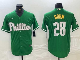 Men's MLB Philadelphia Phillies #28 Alec Bohm Green 2024 City Connect Limited Stitched Jersey