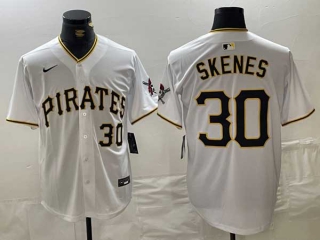 Men's MLB Pittsburgh Pirates #30 Paul Skenes White Home Limited Nike Baseball Stitched Jersey