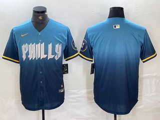 Men's MLB Philadelphia Phillies Blank Blue 2024 City Connect Limited Stitched Jersey