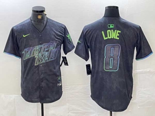 Men's MLB Tampa Bay Rays #8 Brandon Lowe Charcoal 2024 City Connect Nike Limited Cool Base Jersey