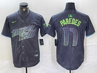 Men's MLB Tampa Bay Rays #17 Isaac Paredes Charcoal 2024 City Connect Nike Limited Cool Base Jersey