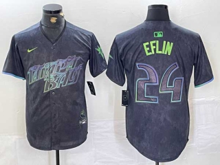 Men's MLB Tampa Bay Rays #24 Zach Eflin Charcoal 2024 City Connect Nike Limited Cool Base Jersey