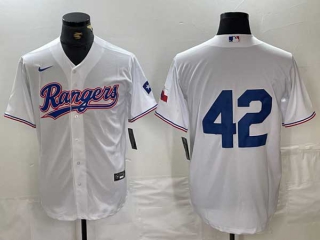 Men's MLB Texas Rangers #42 Jackie Robinson White Cool Base Stitched Baseball Jersey