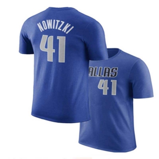 Men's NBA Dallas Mavericks Dirk Nowitzki Blue Name & Number Performance T-Shirt