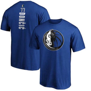 Men's NBA Dallas Mavericks Luka Doncic Fanatics Heathered Blue Playmaker Name & Number Team T-Shirt