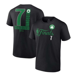 Men's NBA Boston Celtics Jaylen Brown Fanatics Black 2024 NBA Finals Inbound Pass Name & Number T-Shirt