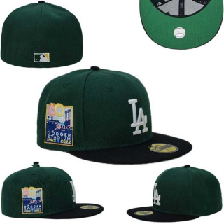 MLB Los Angeles Dodgers New Era Green Black 60th Anniversary Patch 59FIFTY Fitted Hat 0533
