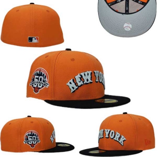 MLB New York Mets New Era Orange Black 50th Anniversary Patch 59FIFTY Fitted Hat 0504