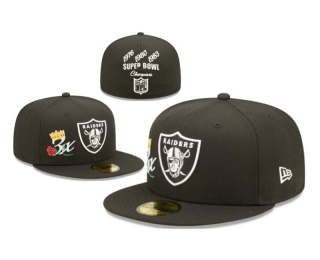 NFL Las Vegas Raiders New Era Black 3x Super Bowl Champions Crown 59FIFTY Fitted Hat 1101