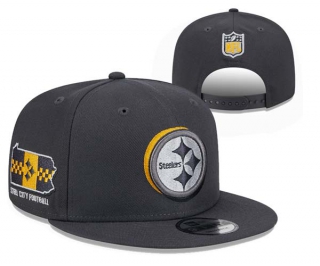 NFL Pittsburgh Steelers New Era Graphite 2024 Draft Steel City Football Patch 9FIFTY Snapback Cap 3056