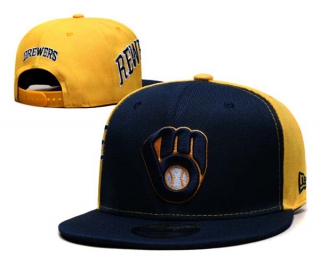 MLB Milwaukee Brewers New Era Navy Gold Gameday Sideswipe 9FIFTY Snapback Hat 6008