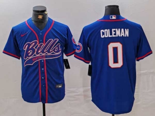 Men's NFL Buffalo Bills #0 Keon Coleman Blue With Patch Cool Base Stitched Baseball Jersey