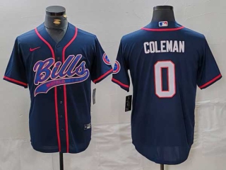 Men's NFL Buffalo Bills #0 Keon Coleman Navy With Patch Cool Base Stitched Baseball Jersey