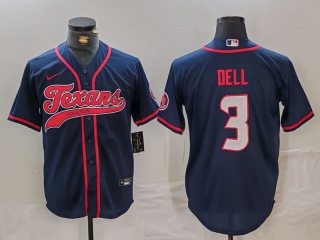 Men's NFL Houston Texans #3 Tank Dell Navy With Patch Cool Base Stitched Baseball Jersey