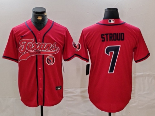 Men's NFL Houston Texans #7 CJ Stroud Red Logo With Patch Cool Base Stitched Baseball Jersey