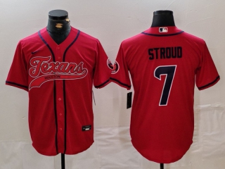 Men's NFL Houston Texans #7 CJ Stroud Red With Patch Cool Base Stitched Baseball Jersey