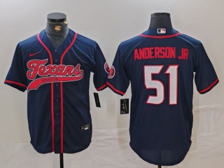 Men's NFL Houston Texans #51 Will Anderson Jr Navy With Patch Cool Base Stitched Baseball Jersey