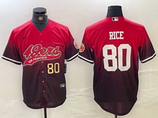 Men's NFL San Francisco 49ers #80 Jerry Rice Red Black Gold Number With Patch Cool Base Stitched Baseball Jersey