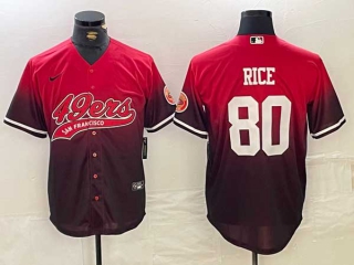 Men's NFL San Francisco 49ers #80 Jerry Rice Red Black With Patch Cool Base Stitched Baseball Jersey