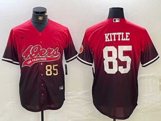 Men's NFL San Francisco 49ers #85 George Kittle Red Black Gold Number With Patch Cool Base Stitched Baseball Jersey