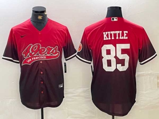 Men's NFL San Francisco 49ers #85 George Kittle Red Black With Patch Cool Base Stitched Baseball Jersey