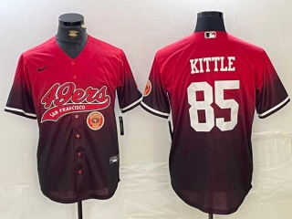 Men's NFL San Francisco 49ers #85 George Kittle Red Black Logo With Patch Cool Base Stitched Baseball Jersey