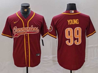 Men's NFL Washington Commanders #99 Chase Young Burgundy With Patch Cool Base Stitched Baseball Jersey