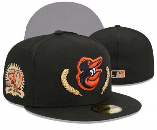 MLB Baltimore Orioles New Era Black 50th Anniversary Gold Leaf 59FIFTY Fitted Hat 3001